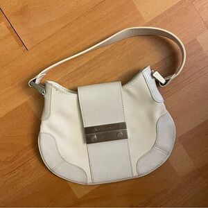 Vintage Calvin Klein White leather shoulder bag with silver hardware